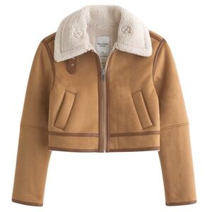 AF Short Vegan Suede Shearling Coat Size XS XL